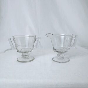 Vintage 1950s Fostoria Raleigh Clear Glass Sugar and Creamer Set